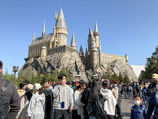 View of the Harry Potter castle at Universal Studios Japan