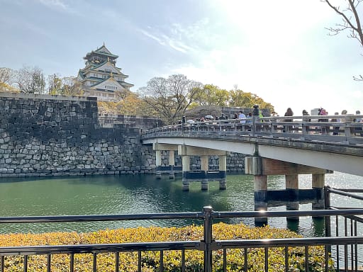 View of Osaka Castle and bridge