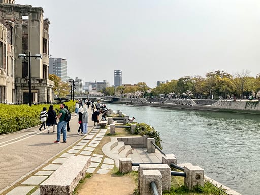 View of Hiroshima river and walkway