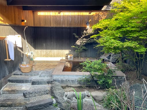 View of our hot bath at Ryokan Yayanoyu