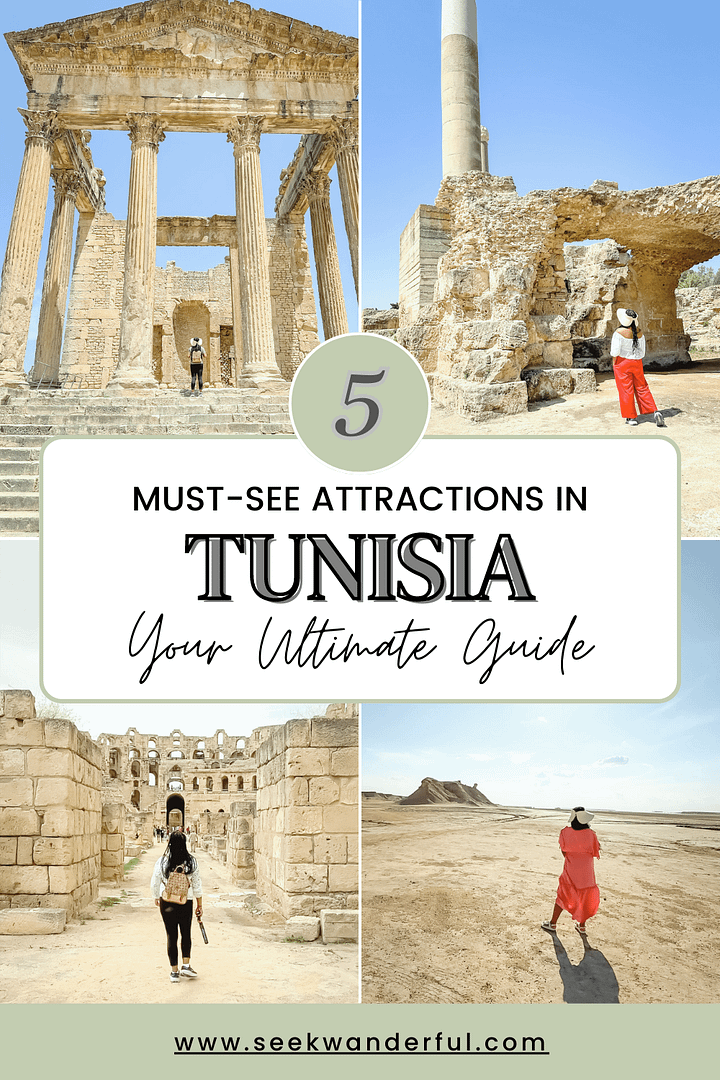 Image says, "5 Must-See Attractions In Tunisia, Your Ultimate Guide."