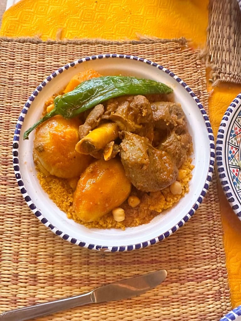 Dar jdoud dougga food featuring lamb with couscous