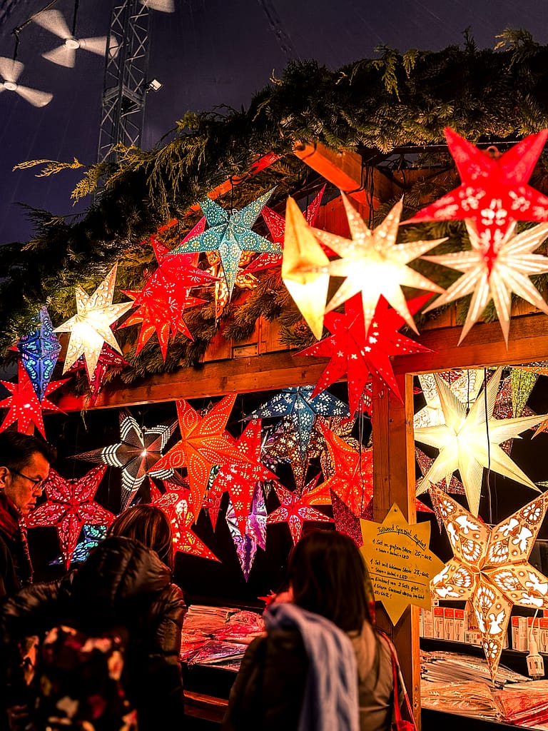 Picture of a craft stall selling illuminating star lanterns
