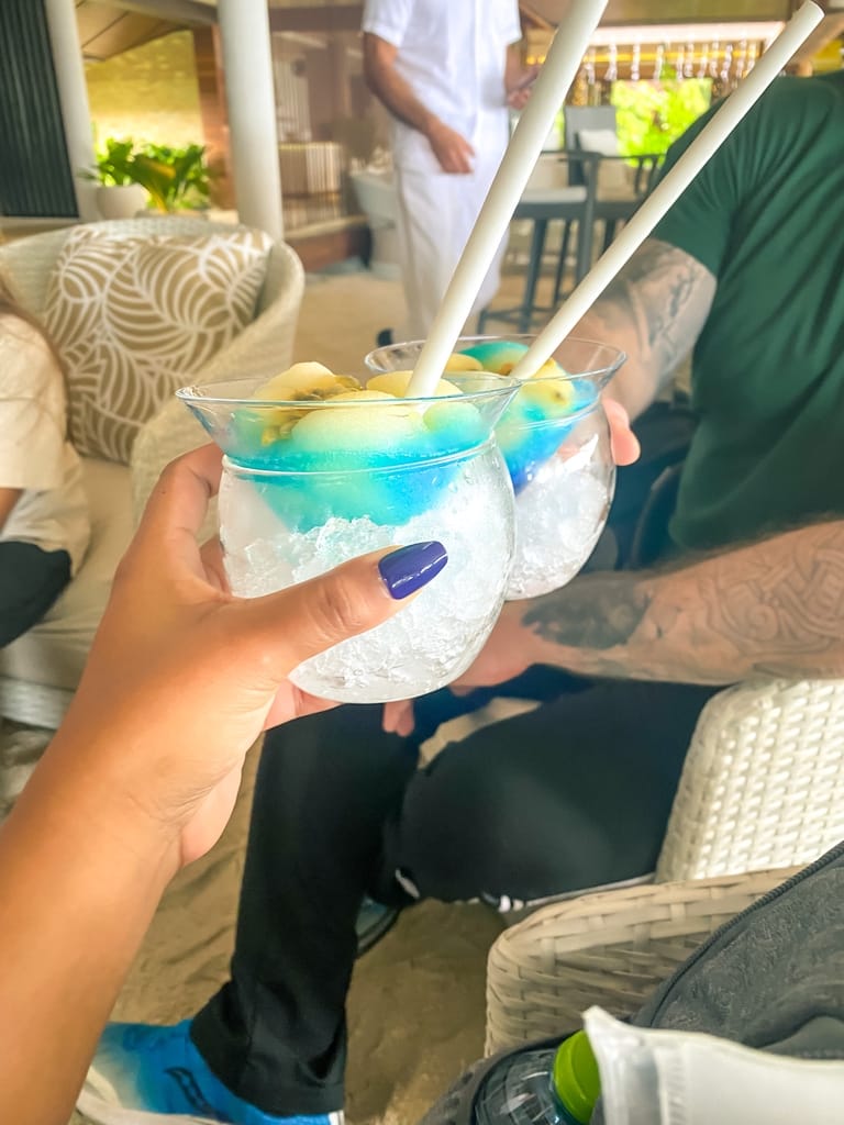 Welcome drinks at Lily Beach Resort and Spa, Maldives