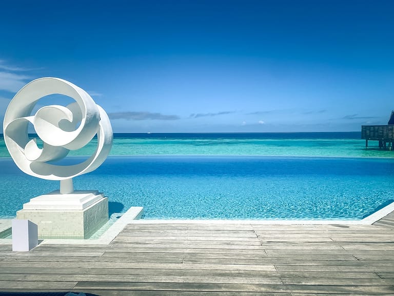 View of AQVA pool at Lily Beach Resort and Spa, Maldives